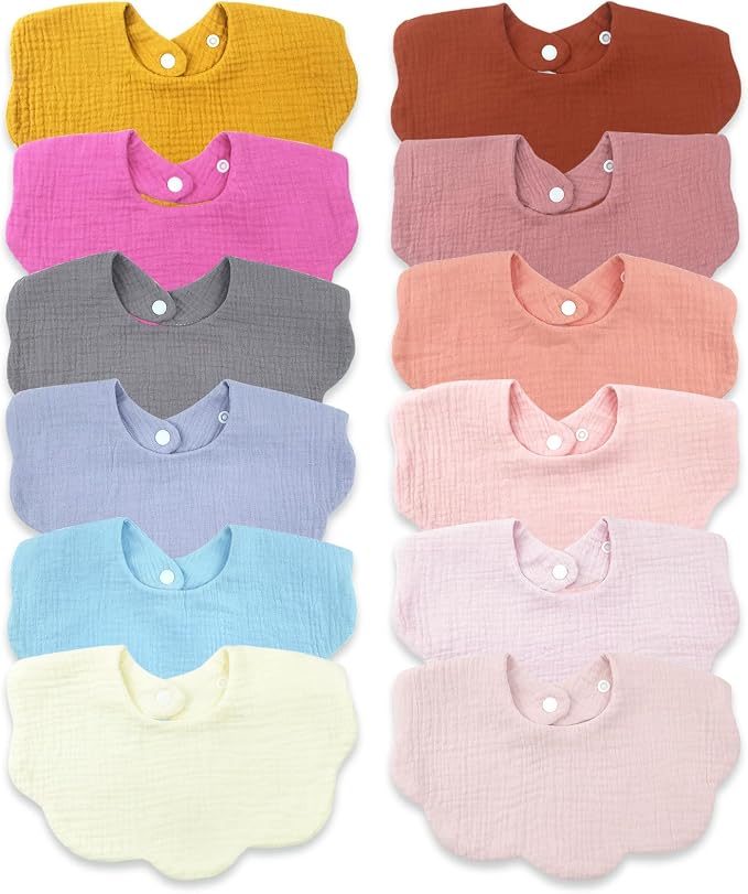 Muslin Baby Bibs for Drooling and Teething Newborn Drool Bibs for Baby Girl Boy by DOSMINE