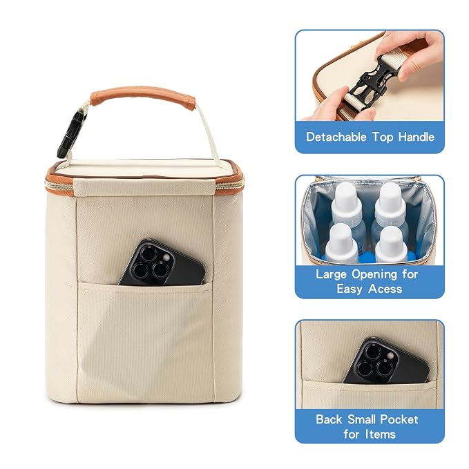 Breastmilk Cooler Bag with Ice Pack Fits 4 Baby Bottles Up to 9 Ounce, Baby - Image 4