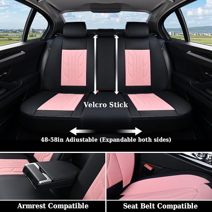 Coverado Car Seat Covers Full Set, Car Seat Protectors Leather Seat Covers - Image 6