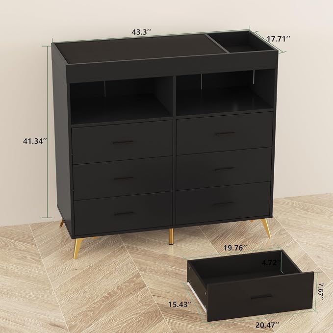 Changing Table Dresser with Drawers, Baby Dresser with Changing Table Top - Image 6