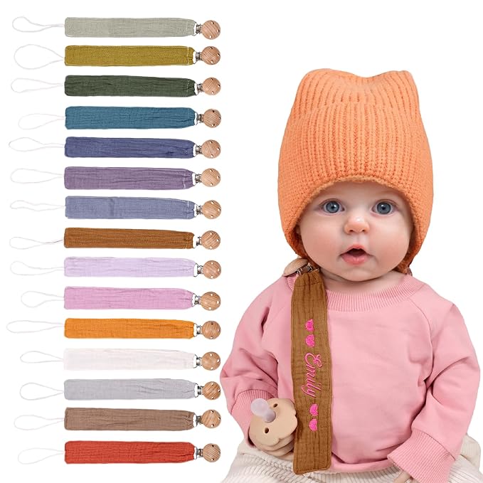 Personalized Bohemian Pacifier Clip Embroidered by GELLEDI