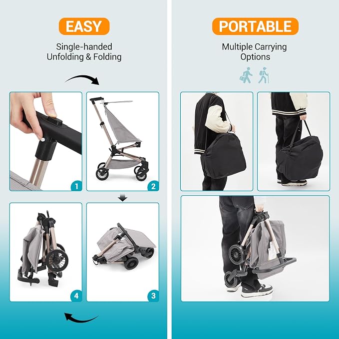 Lightweight Baby Travel Stroller – Compact & Airplane-Friendly Design, One-Hand - Image 7