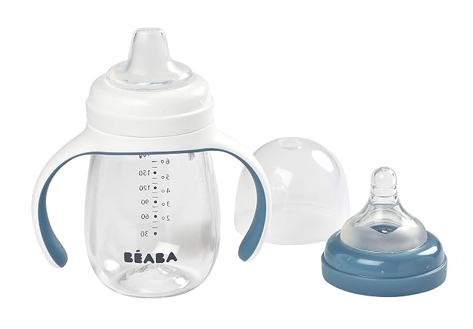 BEABA 2-in-1 Baby Bottle to Transition Sippy Cup, No Spill Sippy Cup, Includes - Image 2