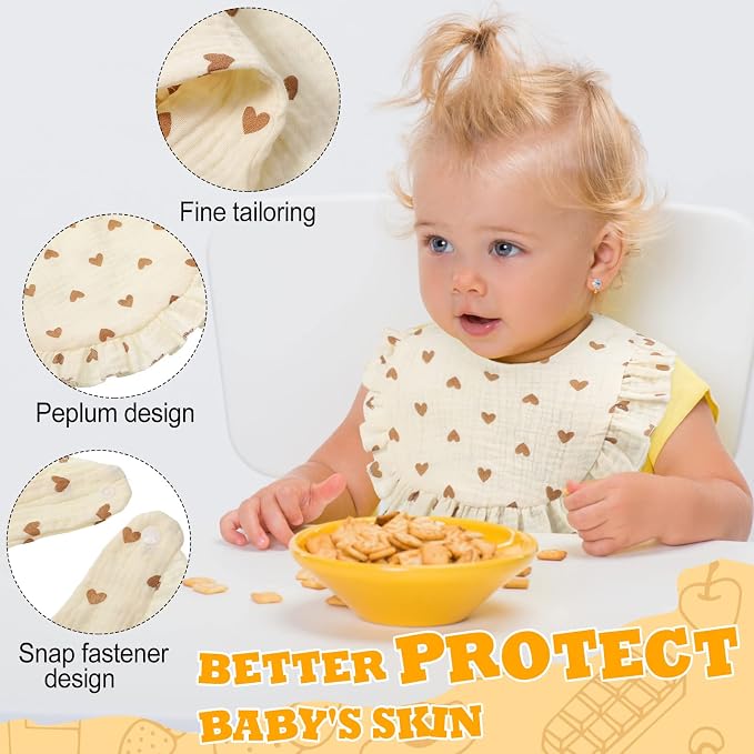 Mepase 10 Pcs Large Muslin Baby Girl Bibs Drool Teething Bibs Lap Shoulder - Image 3