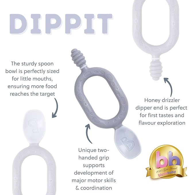 Bibado - Dippit Baby Spoon and Dipper, Mist - Soft, Chewable Dipper & Deep - Image 6