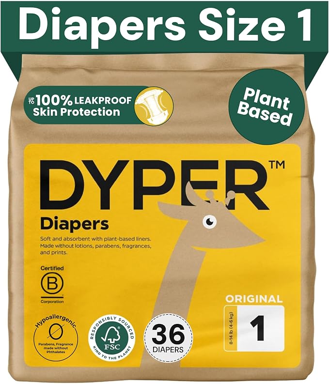 DYPER - Baby Diapers Premium Leak Protection Plant Based, Hypoallergenic Diaper by DYPER