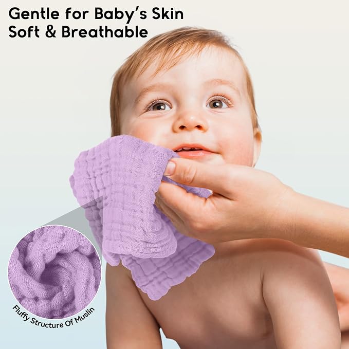 Muslin Baby Washcloths 6 Pack, 100% Cotton Wash Cloths - Image 4