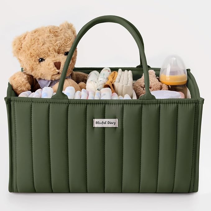 Blissful Diary Baby Diaper Caddy Organizer, Stylish Storage Basket by ForEveryBabysBetterLife