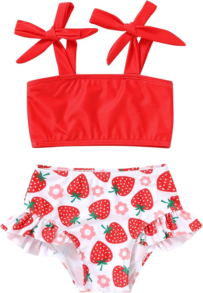 YOUNGER TREE Toddler Girls Two Pieces Swimsuit Color Block Stripe Swimwear by YOUNGERTREE