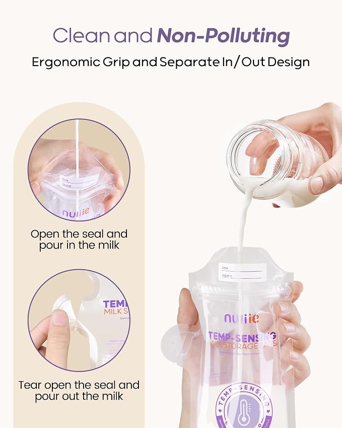 Nuliie 150pcs Temp-Sensing Breastmilk Storage Bag, Huge Temp-Sensing Icon & - Image 5