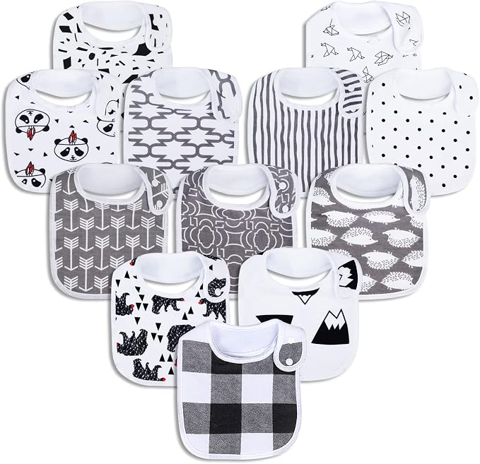 Baby Bibs Soft and Absorbent Organic Cotton Bandana Drool Bibs Set by Benoxine