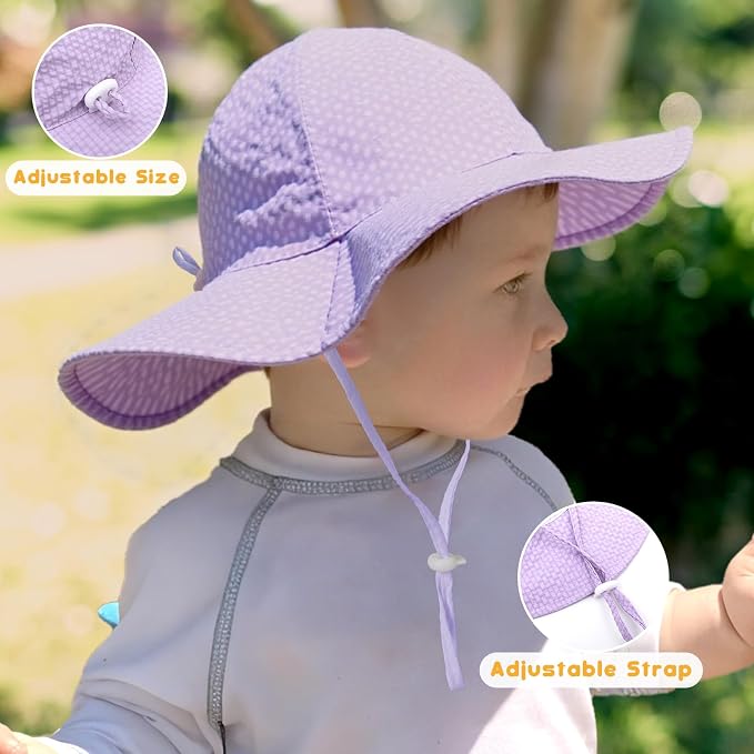 HONGTEYA Baby Sun Hat Toddler Girl Beach Hat Adjustable Outdoor Summer Hat UPF - Image 3