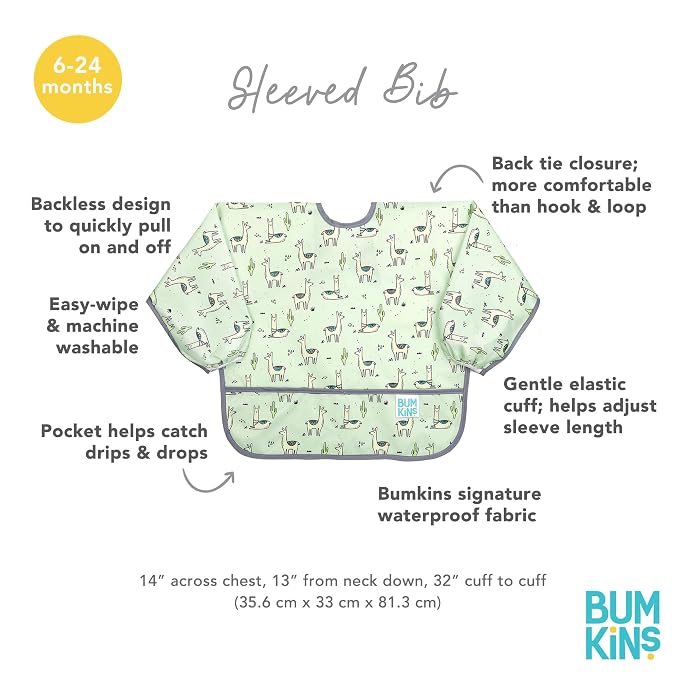 Bumkins Sleeved Bib for Girl or Boy, Baby and Toddler for 6-24 Mos, Essential - Image 4