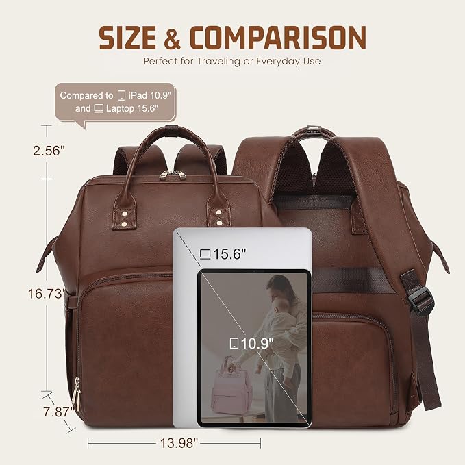 Premium Vegan Leather Diaper Bag Backpack - Image 8