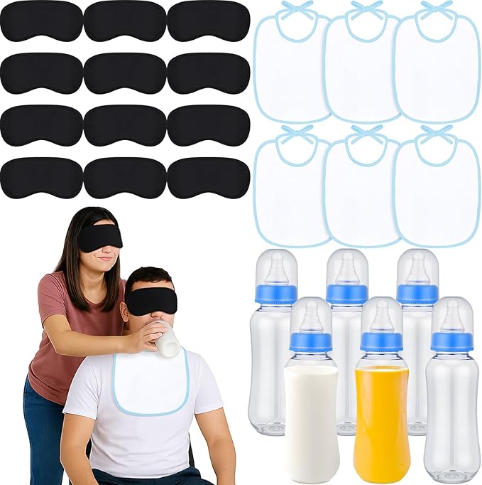 Leinuosen 24 Pcs Baby Shower Blindfold Feeding Game Set Include 6 Plastic Chug by Leinuosen