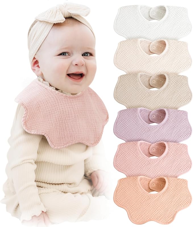 Konssy Muslin Baby Bibs 100% Cotton Absorbent Bandana Drool Bibs by Konssy