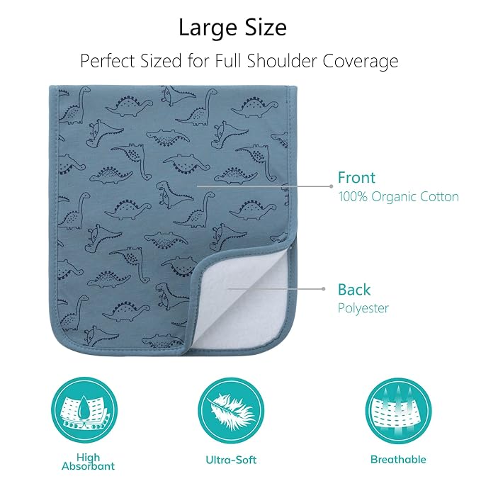 Hakochia Burp Cloths for Baby Boy & Girl Organic Cotton Large Unisex Burp - Image 2