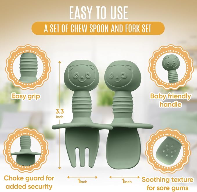 4pc Silicone Baby Spoons Self Feeding Baby Utensils 6-12 Months - Image 4