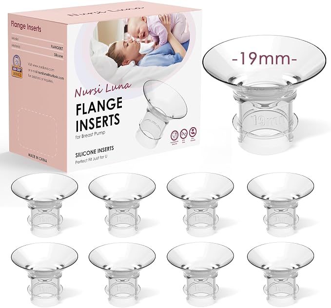 Flange Inserts 8PCS 19mm for 24mm Flange/Shield, Flange Sizing Kit Silicone by NursiLuna