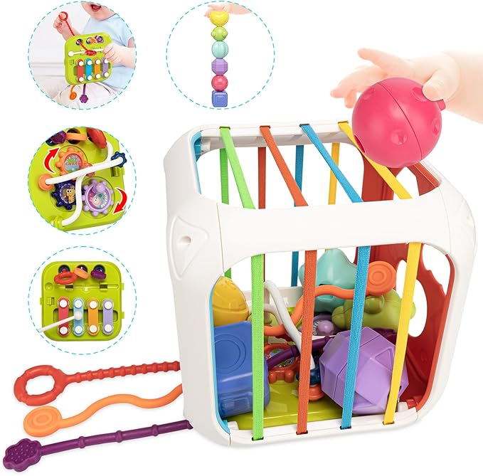 Montessori Toys for Toddlers, 7-in-1 Activity Cube, Shape Sorter Toy| Baby by FUNTOYSEXCITINGMOMENTS