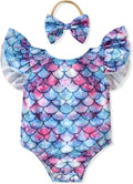 Toddler Girl Baby Ruffles Mermaid Fish Scale Swimsuit One Piece Swimwear by Hiha