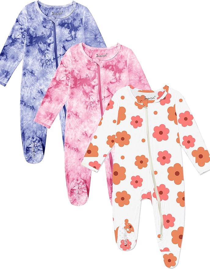 Jimonda Baby Girls Boys Footed Pajamas, Rayon From Bamboo, 2 Way Zipper Long by JimondaBaby