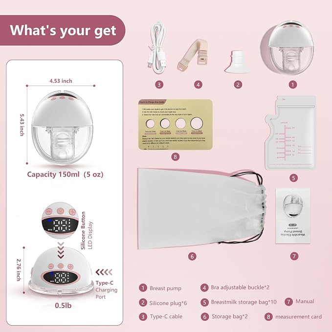 Double Wearable Electric Breast Pump, Hands-Free Breastfeeding Pump - Image 7