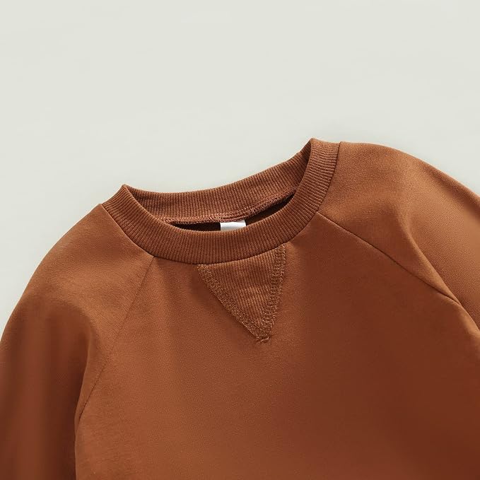 Toddler Baby Boy Clothes Solid Color Long Sleeve Crewneck Sweatshirt Top Casual - Image 4