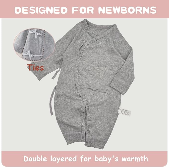 100% Organic Cotton Soft 0-6 Months Unisex Footless Newborn Baby Sleepers - Image 3