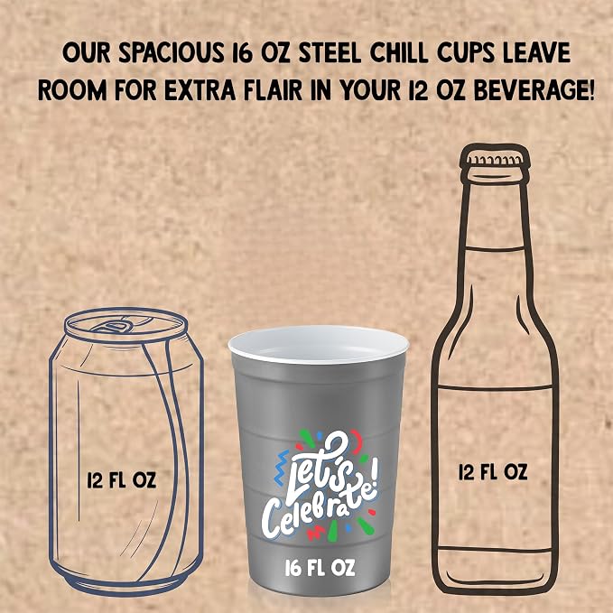 16 oz. Party Cups 'Let's Celebrate Let's Party' Design - Image 4