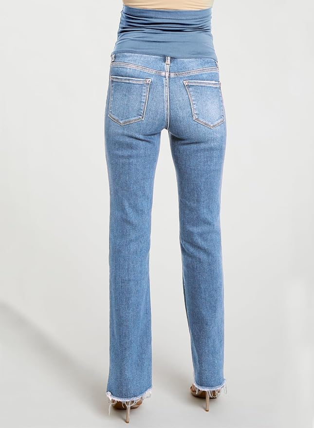 BLENCOT Maternity Jeans for Women Over Belly Pregnancy Pants Comfy Pregnant - Image 6