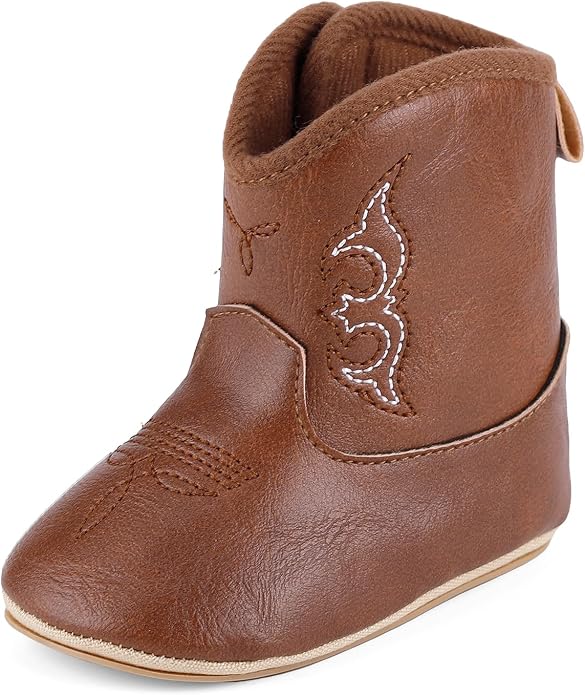 MK MATT KEELY Leather Western Boots Cowboy Bootie Soft Sole Non-Slip Crib Shoes by MKMATTKEELY