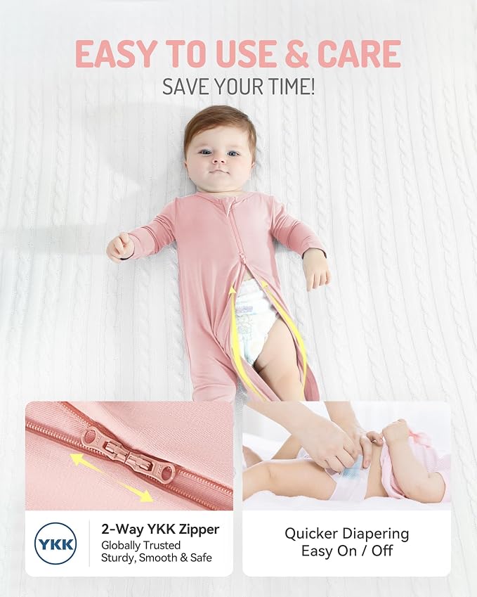 HAPIU Rayon from Bamboo Baby Footed Pajamas, 2 Way Zipper YKK, Footie - Image 4