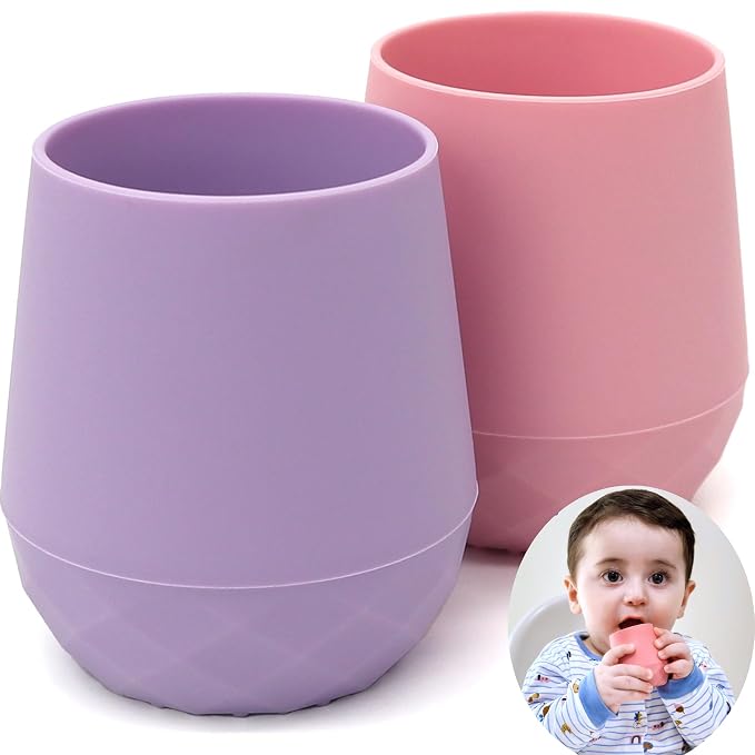 2 Pack Tiny Cup for 4+ Months | Silicone Baby Cups 6-12 Months, Infant Training by teensypeepsy