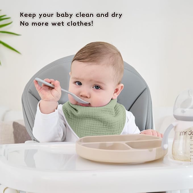 Susurration Muslin Baby Bibs 10Pack Baby Bandana Drool Bibs Soft Adjustable - Image 2