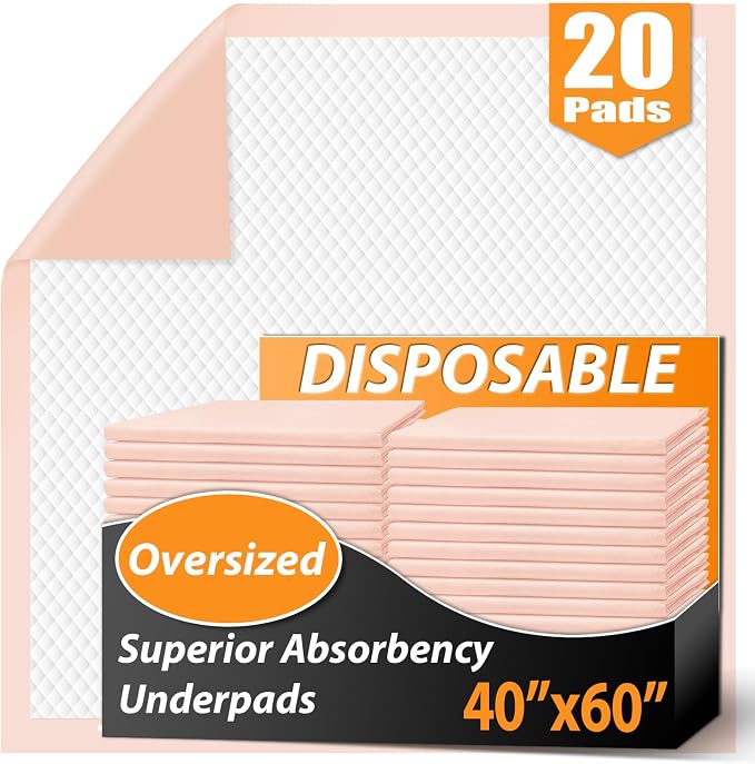 MKISS Oversized Bed Pads 40" x 60", Heavy Duty Ultra Absorbent Underpads by MKISS