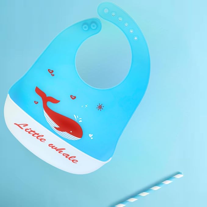 Silicone Baby Bibs Unisex, Self-Feeding, Catch-all Large Pocket, 6-48 months - Image 4