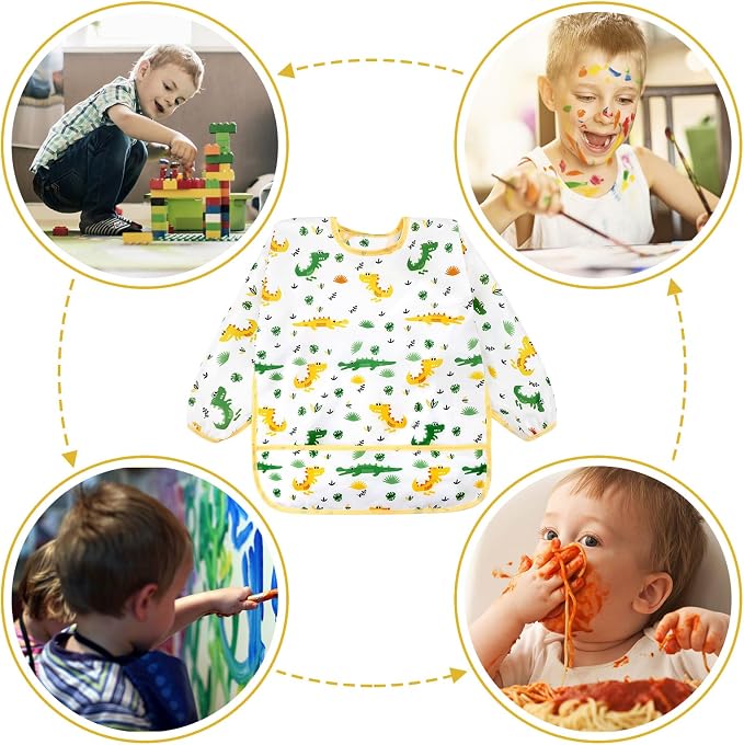 Accmor 5 Pack Long Sleeve Bibs, Baby Smock Waterproof Sleeved Bib Smock - Image 6