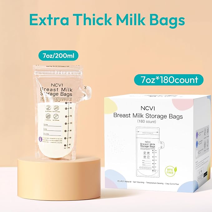NCVI Breastmilk Storage Bags, 7oz Breast Milk Storage Bags - Image 4