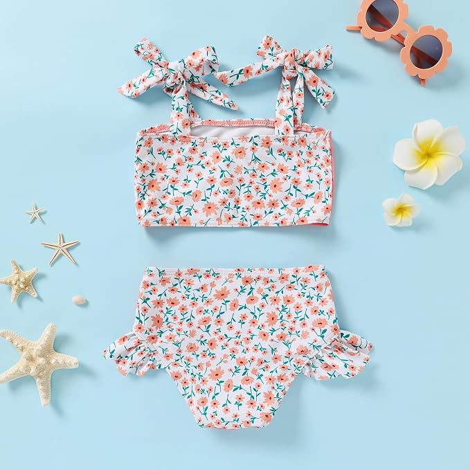 YOUNGER TREE Toddler Girls Two Pieces Swimsuit Color Block Stripe Swimwear - Image 3