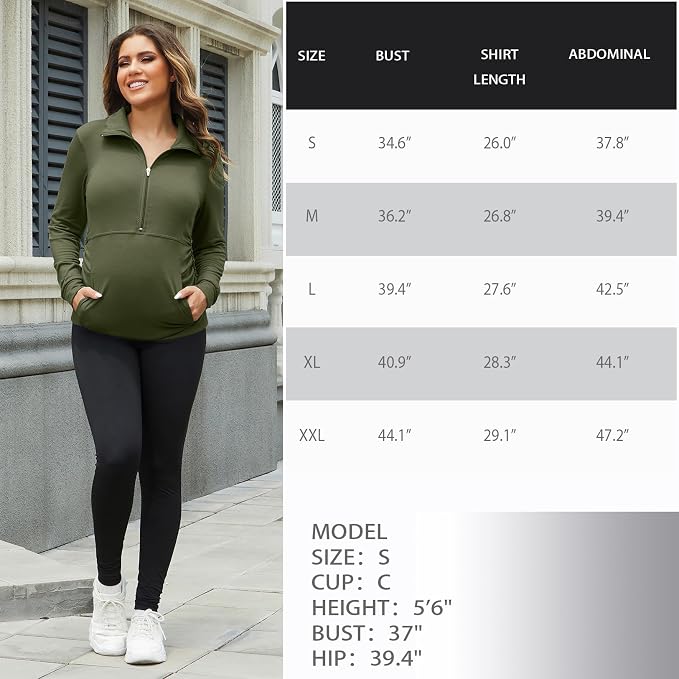 GINKANA Maternity Women's Long Sleeve Shirt Half Zipper Lapel Lightweight - Image 7