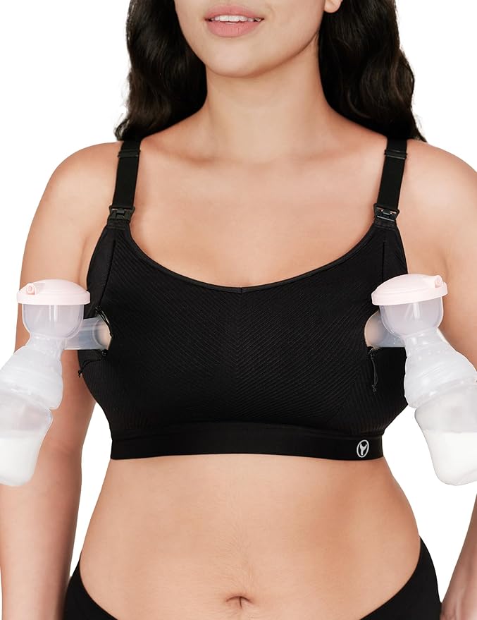 Pumping Bra Hands Free Zip Opening Seamless Nursing Bras by HOFISH