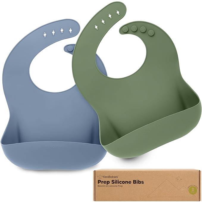 KeaBabies 2-Pack Silicone Baby Bibs by KeaBabies