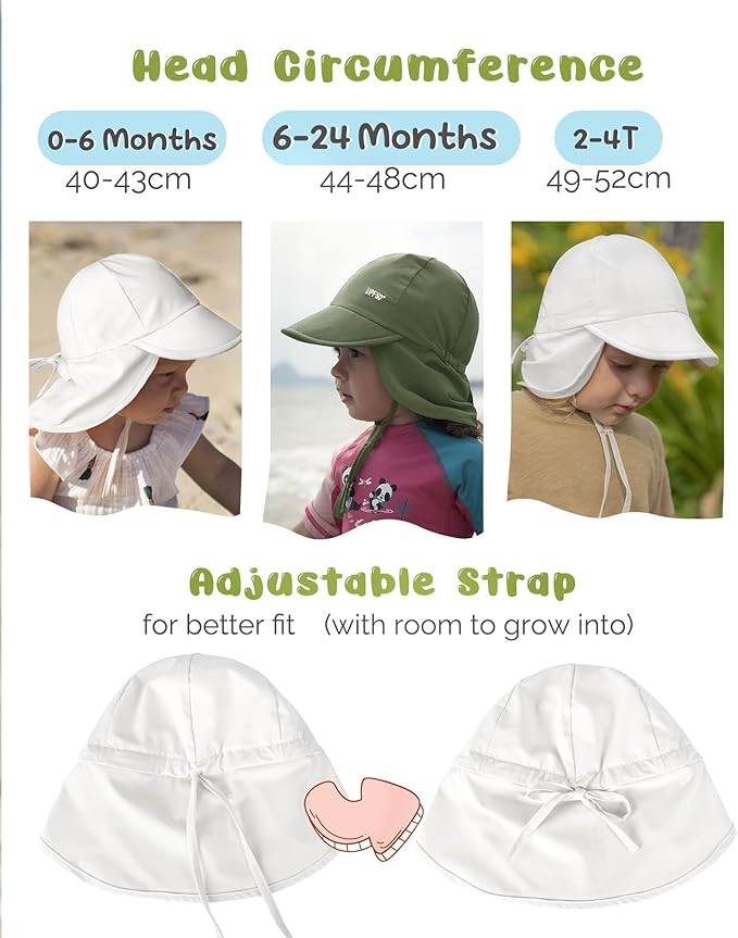 FURTALK Baby Sun Hat Girls and Boys Summer Beach Swim Hat Essentials UPF 50+ - Image 4