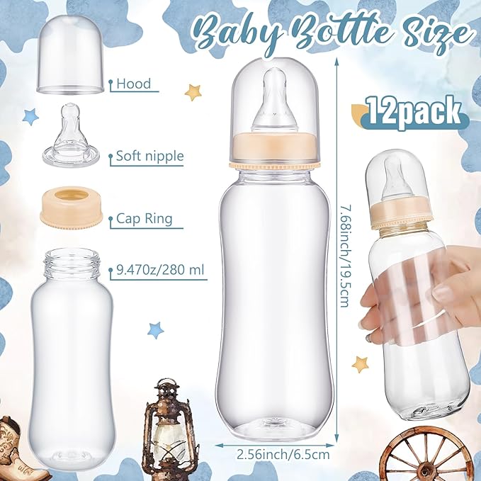 TrelaCo Cool Baby Shower Games Bottle Chug Sign and 12 Pcs Baby Bottle Shower - Image 2