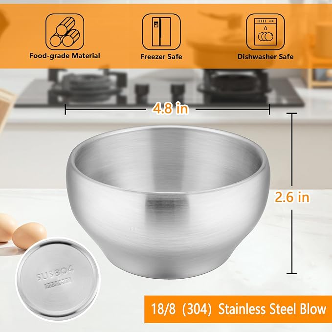 LIANYU Stainless Steel Bowls for Kids, 4 Pack Toddler Bowls 12oz, Double-walled - Image 2