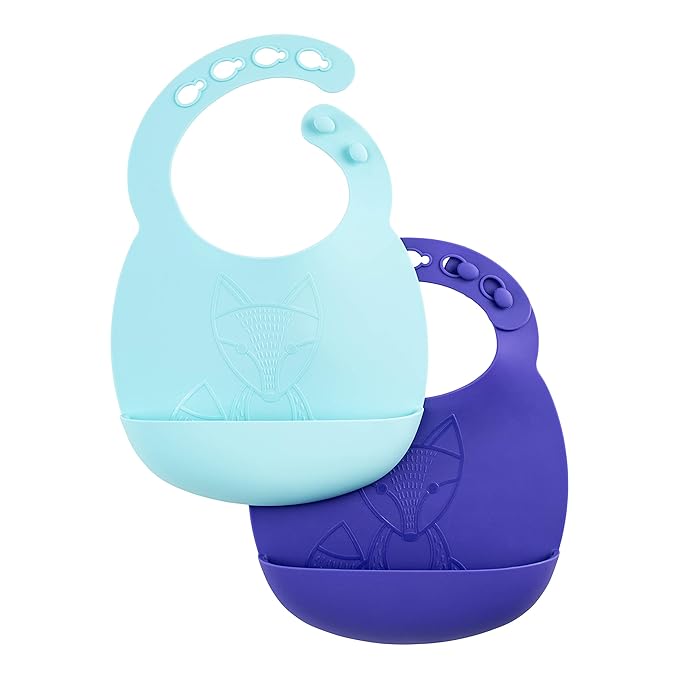Dr. Brown's Baby Bib with Adjustable Collar and Fox Design, 100% Silicone & by DrBrowns