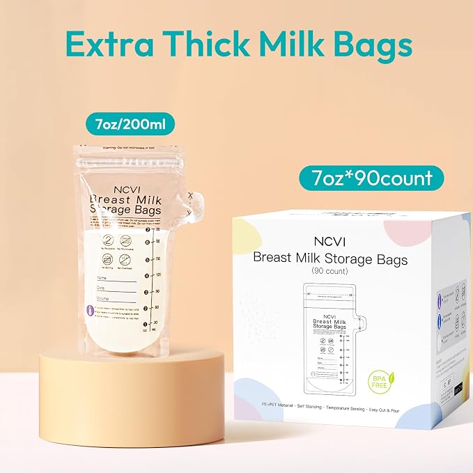 NCVI Breastmilk Storage Bags, 7oz Breast Milk Storage Bags - Image 4