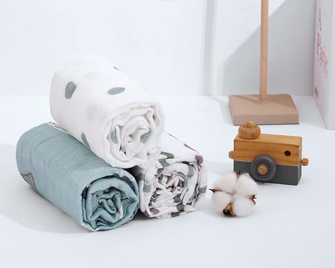 Muslin Baby Quilt 100% Cotton Newborn Blanket 47" X 47" 2 Layers Muslin Swaddle - Image 3
