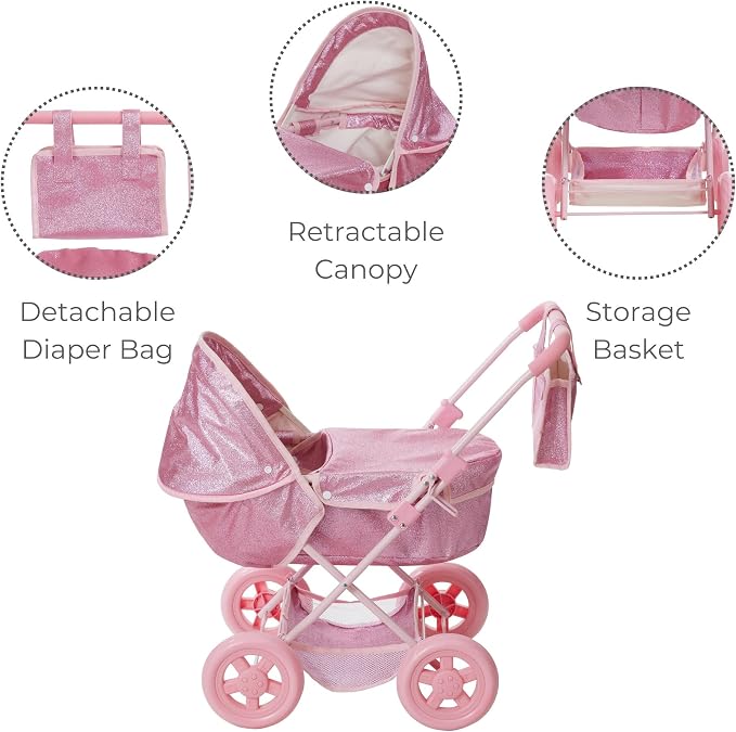 Olivia's Little World Baby Doll Bassinet Pram - Image 3
